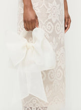 Joanne Organza Bow Clutch Brauttasche in creme