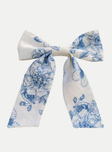 Adore Haarschleife aus Leinen in weiß - blau - weddorable